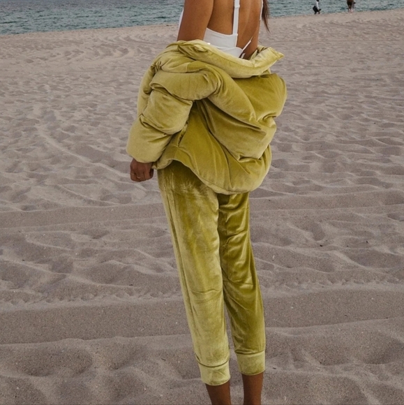 Fabletics Luxe Velour Joggers Women's Size 1X In Lime Green - Picture 2 of 13